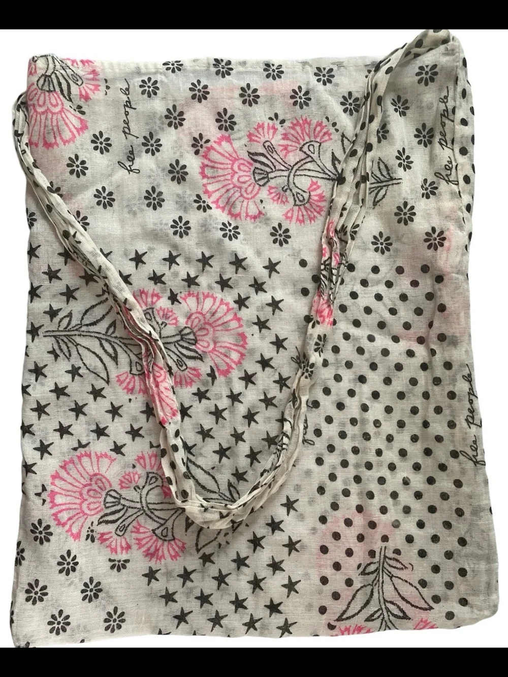 Free People Floral & Star Print Lightweight Tote Bag in White and Pink Bundle 2